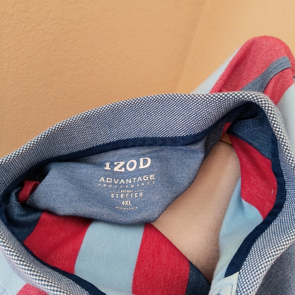 Men's Red and Blue Izod Advantage Performance Natural Stretch Polo 4XL - Picture 7 of 8
